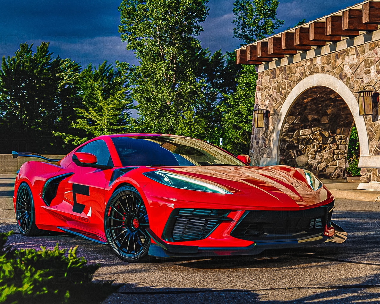 Corvette C8 | Z06 Style Front Splitter for Corvette Stingray 1 Piece Design