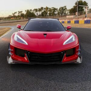 Front view of Corvette C8 GT3 Wide Body Kit on track